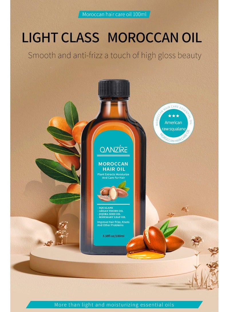 QANZIRE 2-PACK Moroccan Hair Oil, Anti-Frizz and Smooth Hair Oil 100ml*2 - Image 4